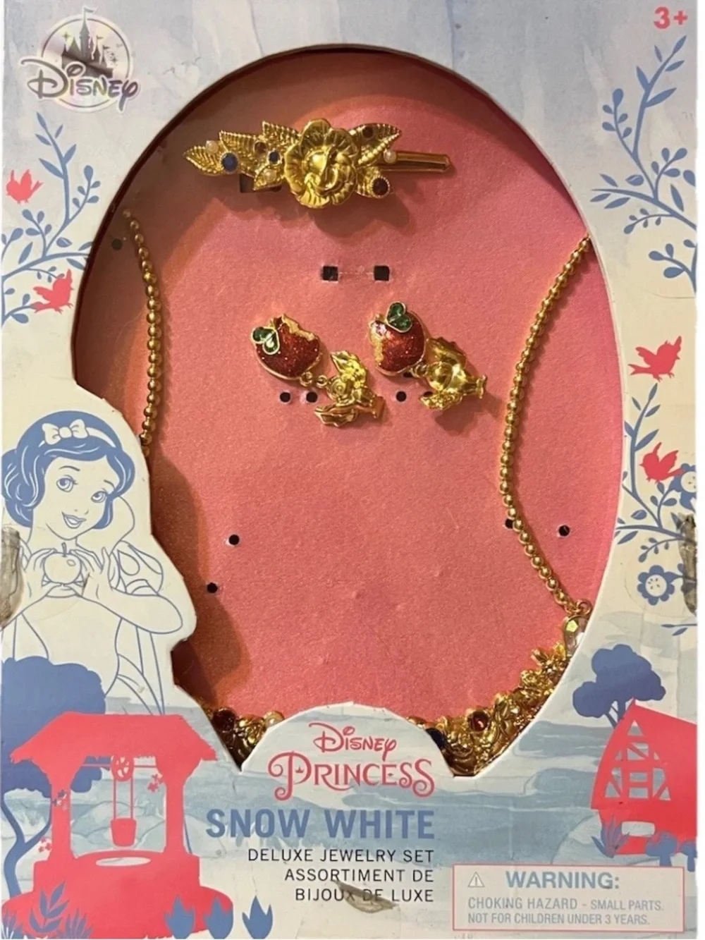 Disney Snow White Deluxe Jewelry Set Necklace, Pin, and Earrings